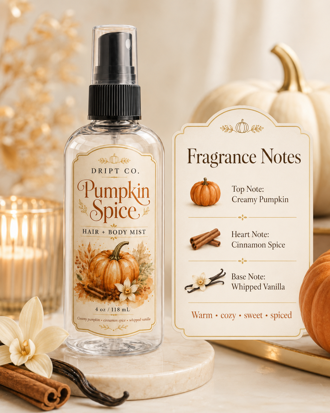 NEW!! Pumpkin Spice Hair & Body Mist – Warm Vanilla Pumpkin Fall Fragrance